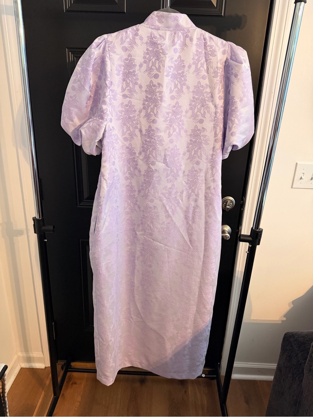 Lavender Floral Shopthemint Dress with Puff Sleeves - Picture 5 of 7